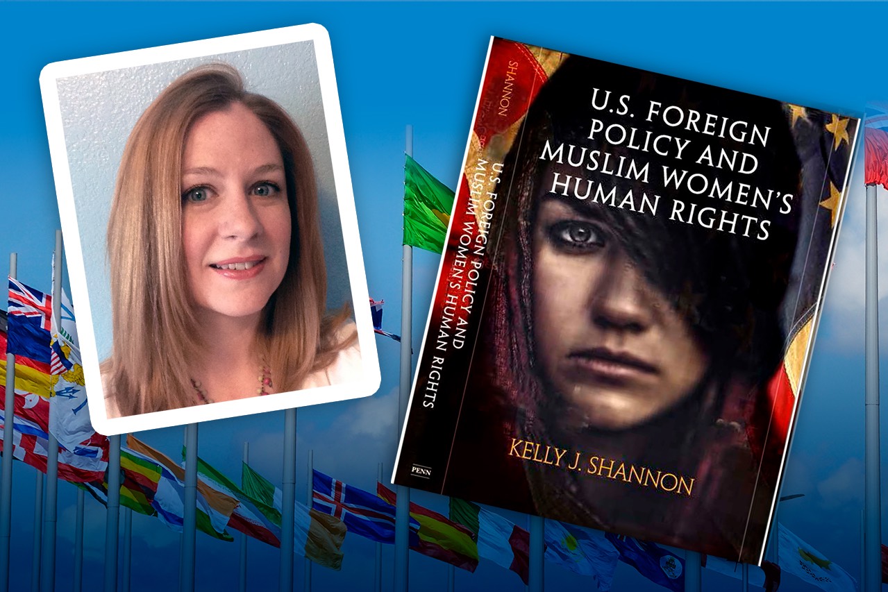 Images (l/r): Kelly J. Shannon; Book cover of “U.S. Foreign Policy and Muslim Women’s Human Rights” (2018);
