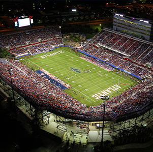Aerial view of the FAU Stadium during a football game